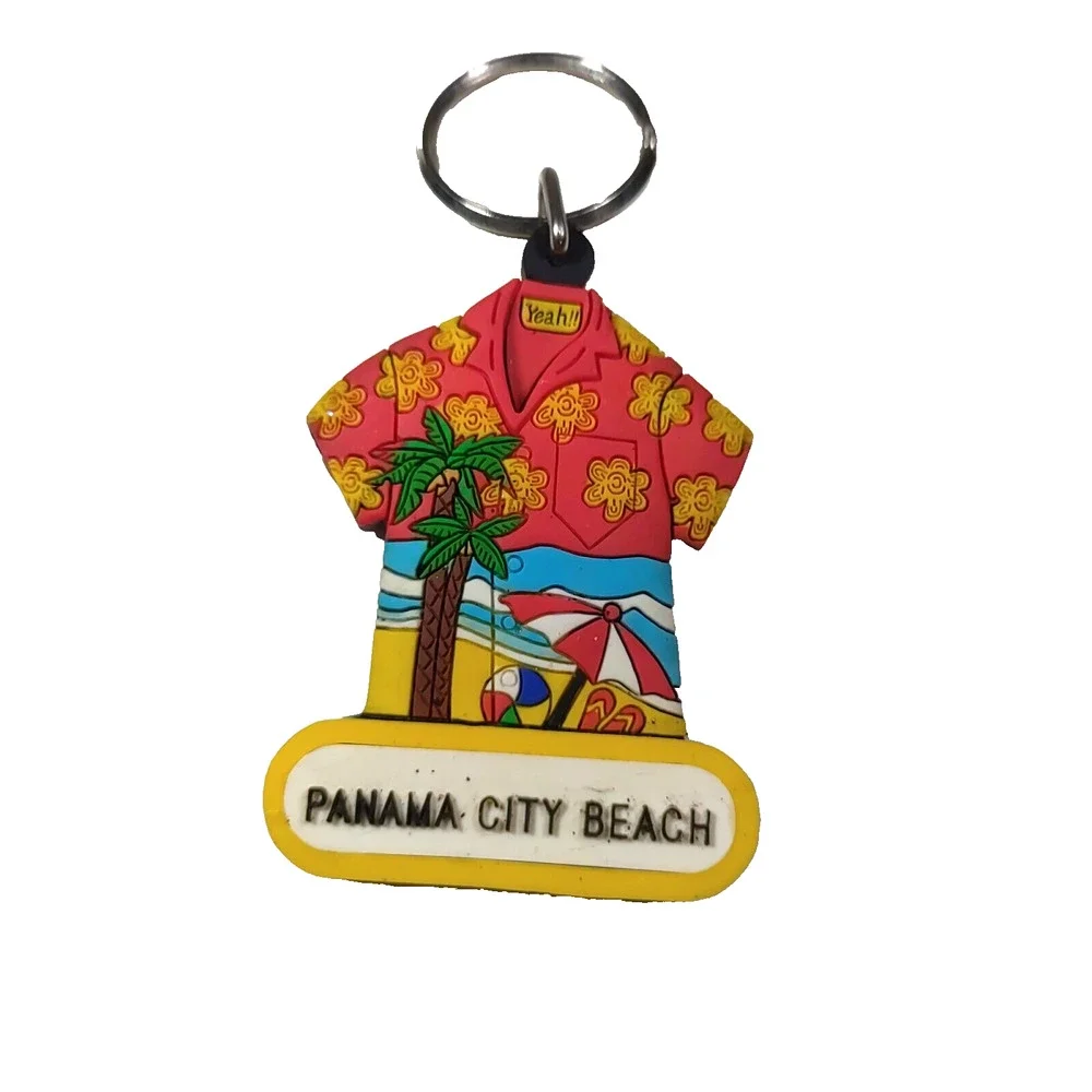 Panama City Beach Florida Rubber T Shirt Keychain Souvenir
